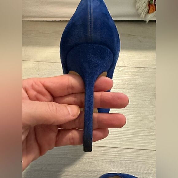 Manolo Blahnik BB 105mm Blue Suede Pumps - Picture 9 of 16